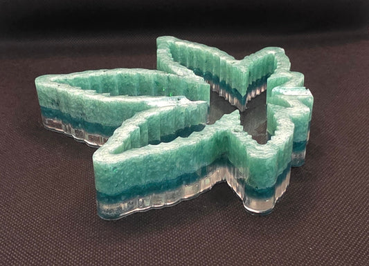 Lt green/Drk green with clear bottom