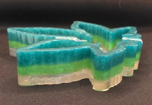 Dark green, grass green, with silver bottom