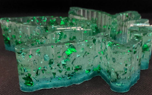 Clear with green foil and green bottom