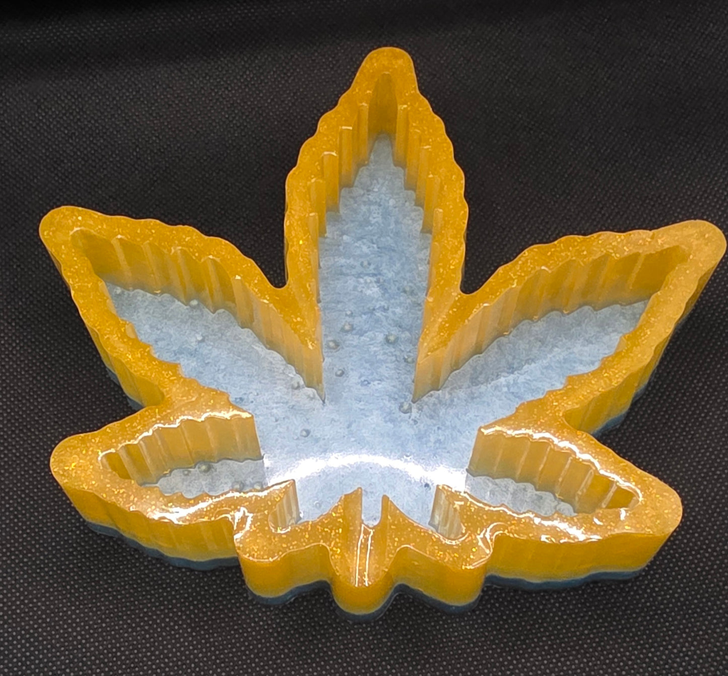 Gold with glitter. Lt blue bottom