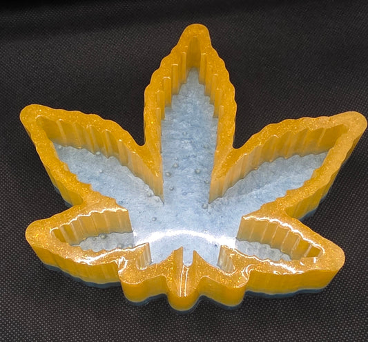 Gold with glitter. Lt blue bottom