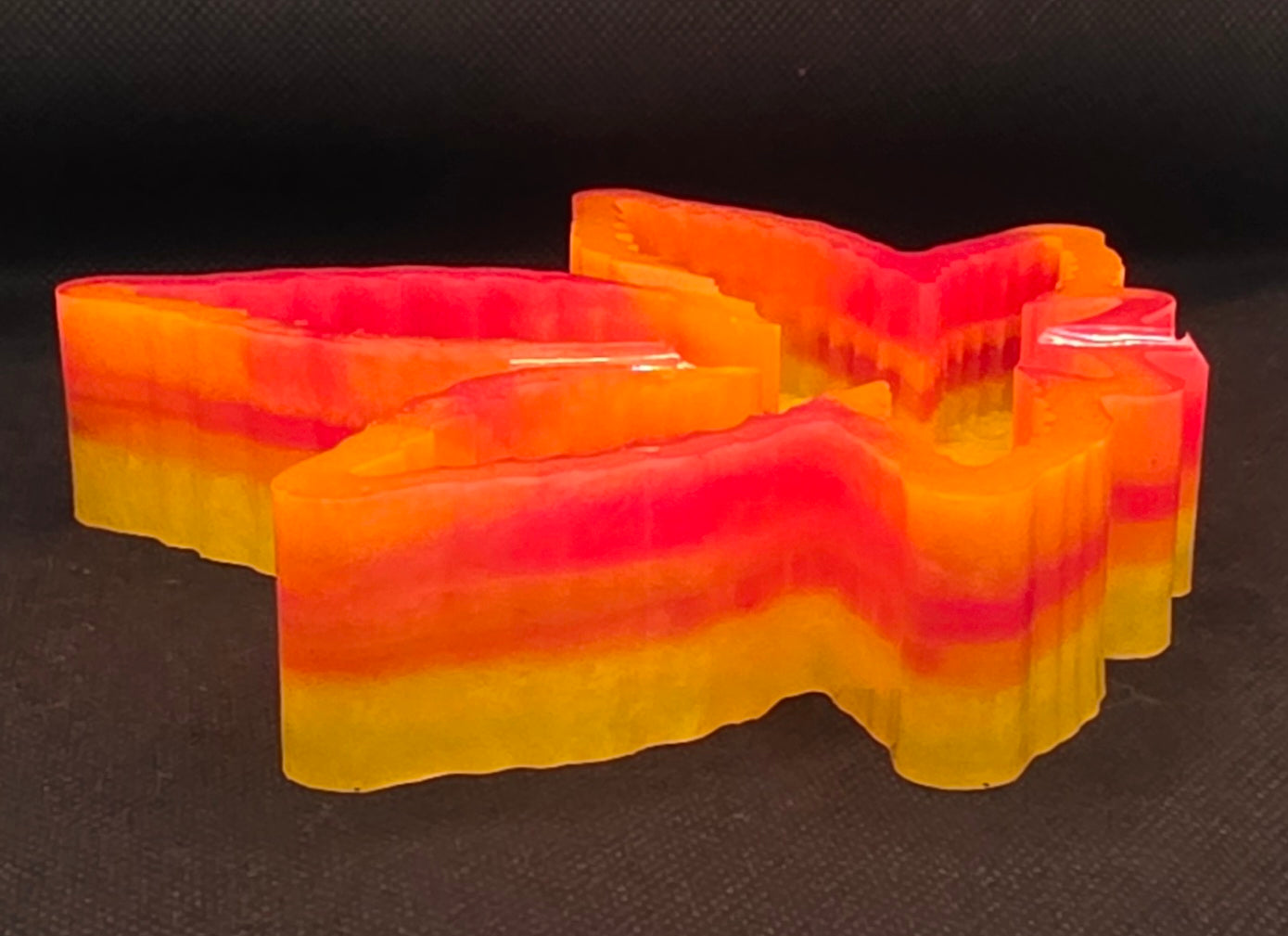 Red/orange with yellow bottom