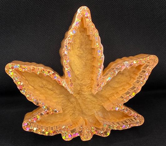 Clear with gold glitter and gold bottom